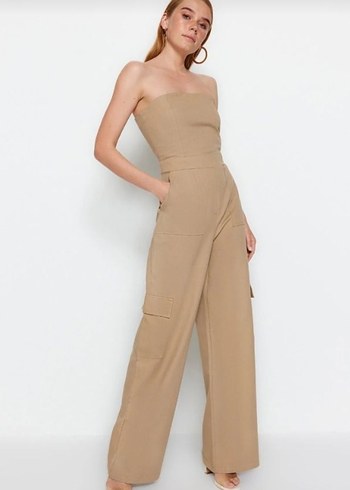 Bej Straplez Kadın Tulum - Görsel 3
