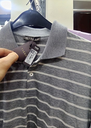 Vakko Polo Yaka Çizgili Tişört - Görsel 2