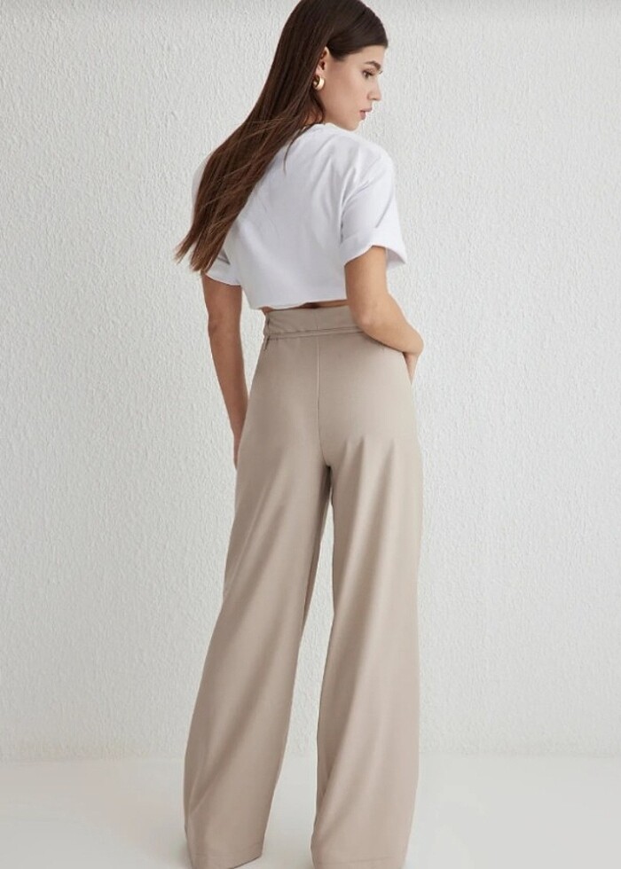 GENİŞ PAÇA DOKUMA PANTOLON - Görsel 2