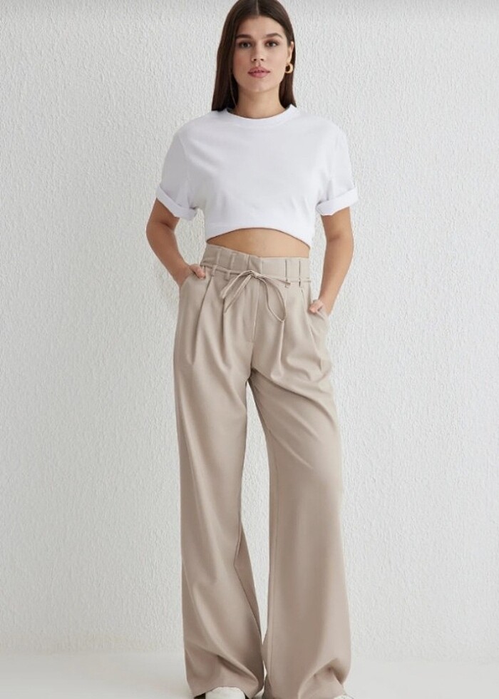 GENİŞ PAÇA DOKUMA PANTOLON - Görsel 3