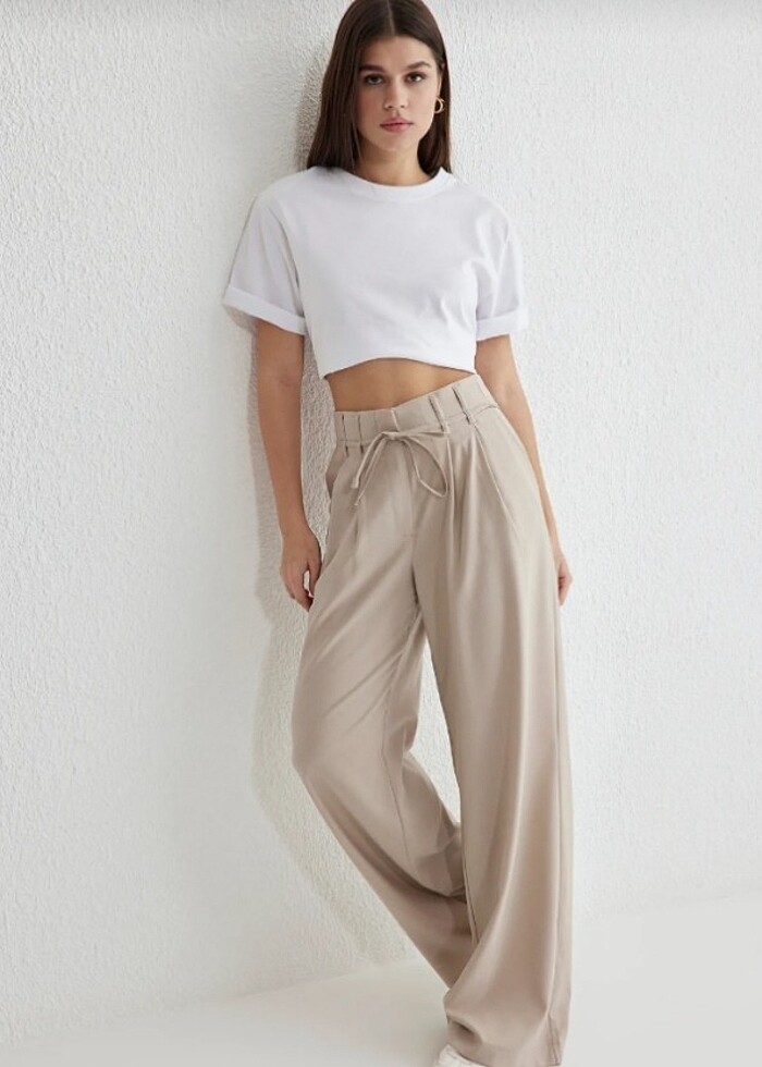 GENİŞ PAÇA DOKUMA PANTOLON - Görsel 4