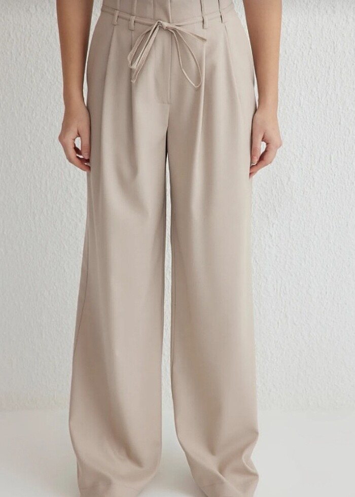 GENİŞ PAÇA DOKUMA PANTOLON - Görsel 2