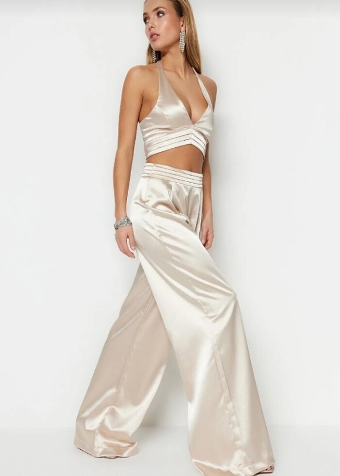 DOKUMA SATEN PANTOLON - Görsel 2