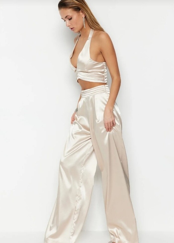 DOKUMA SATEN PANTOLON - Görsel 4