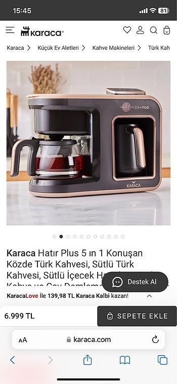 Karaca 5in 1 kahve makinesi