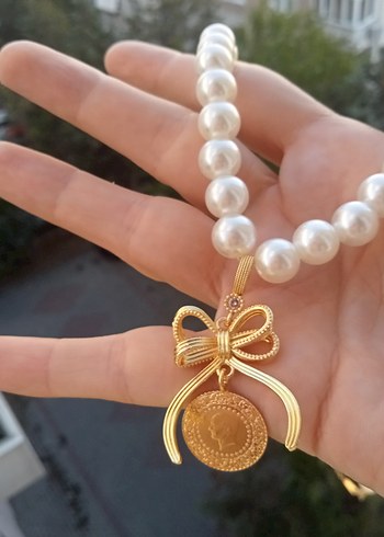 Diğer İnci Boncuklu Altın Renk Midi Kolye