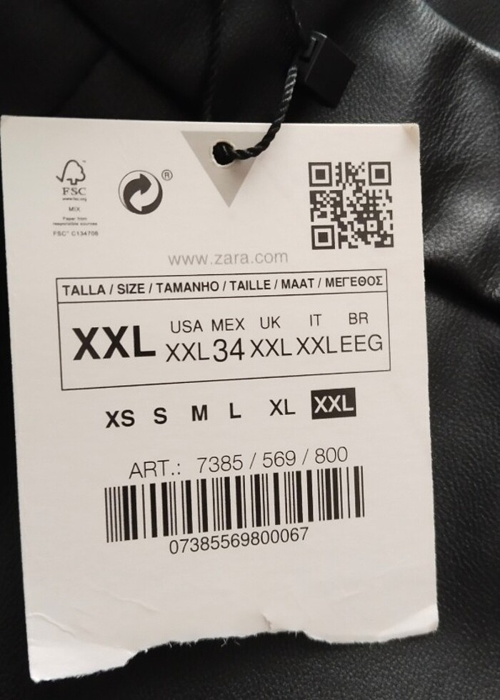 Zara deri pantolon etiketi üstünde - Görsel 2