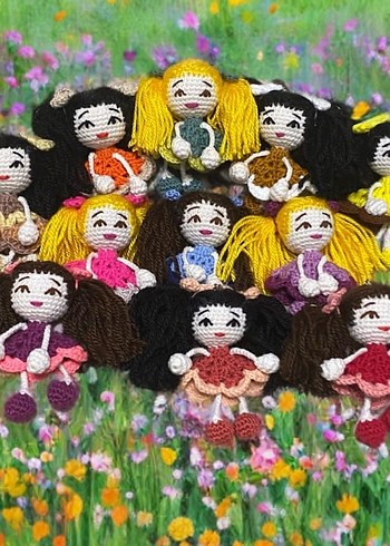 Renkli El Örgüsü Bebek anahtarlık - Görsel 2