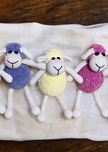 Renkli Örgü Peluş Oyuncak Koyunlar - Görsel 3