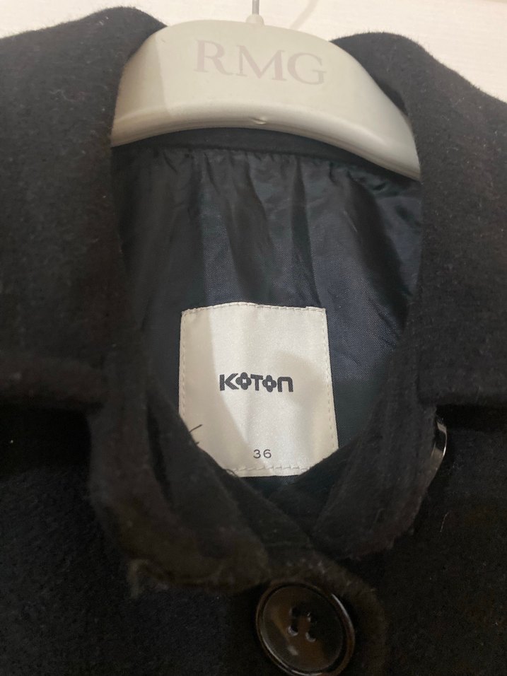 Düğmeli Siyah Midi Kadın Kaban - Görsel 2