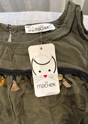 Kadın Haki Bohem Nakışlı Uzun Kolsuz Tunik - Görsel 2