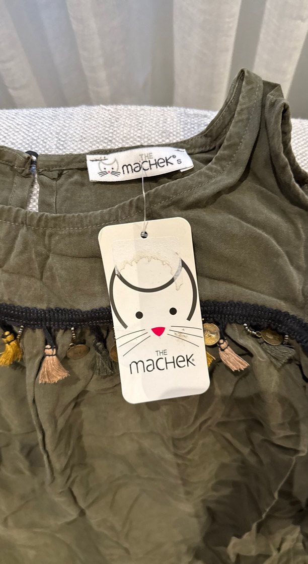 Kadın Haki Bohem Nakışlı Uzun Kolsuz Tunik - Görsel 2