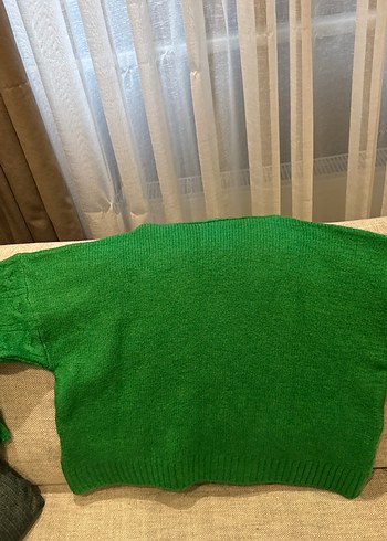 Yeşil Örgü Boğazlı Kadın Kazak - Görsel 4