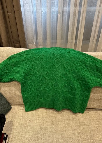 Yeşil Örgü Boğazlı Kadın Kazak - Görsel 3