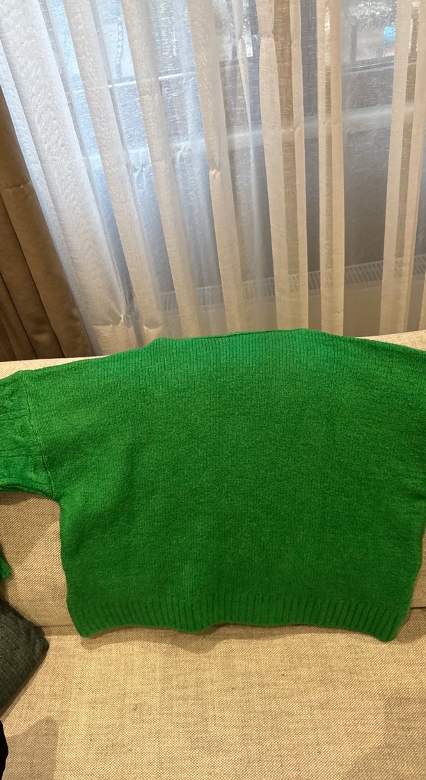 Yeşil Örgü Boğazlı Kadın Kazak - Görsel 4