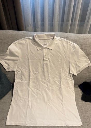 Erkek Beyaz Düğmeli Polo Yaka Tişört - Görsel 2