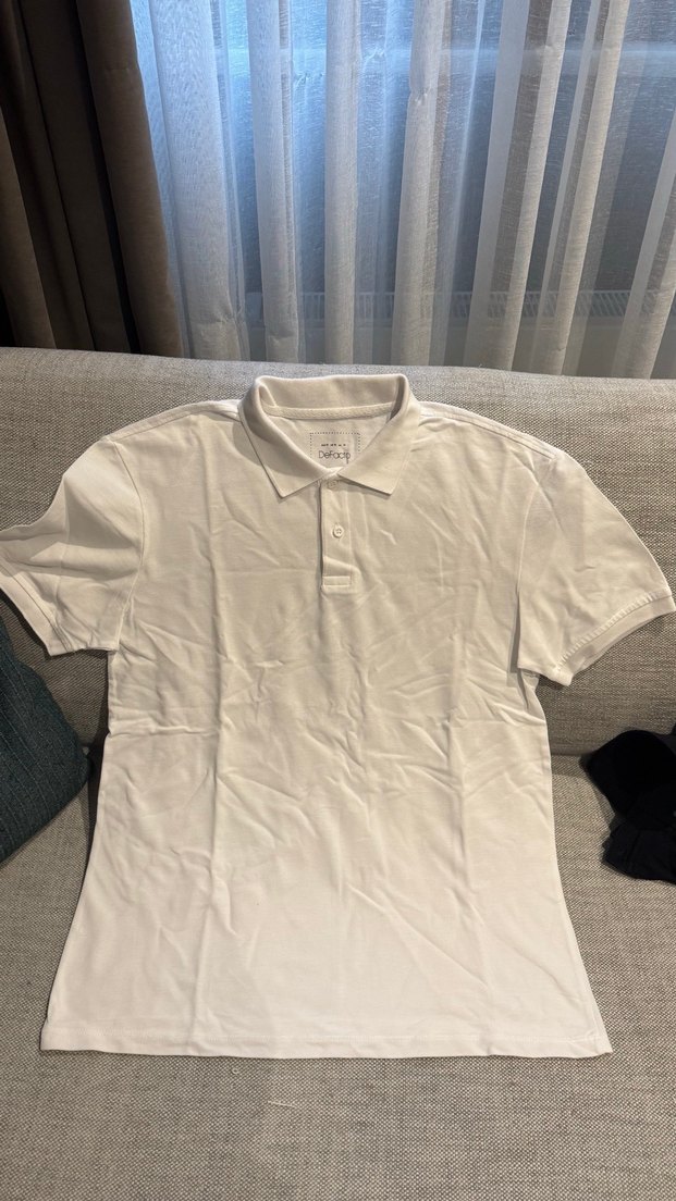 Erkek Beyaz Düğmeli Polo Yaka Tişört - Görsel 2