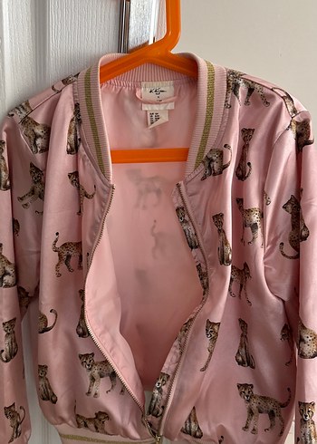 Pembe Leopar Desenli Çocuk Montu h&m - Görsel 5