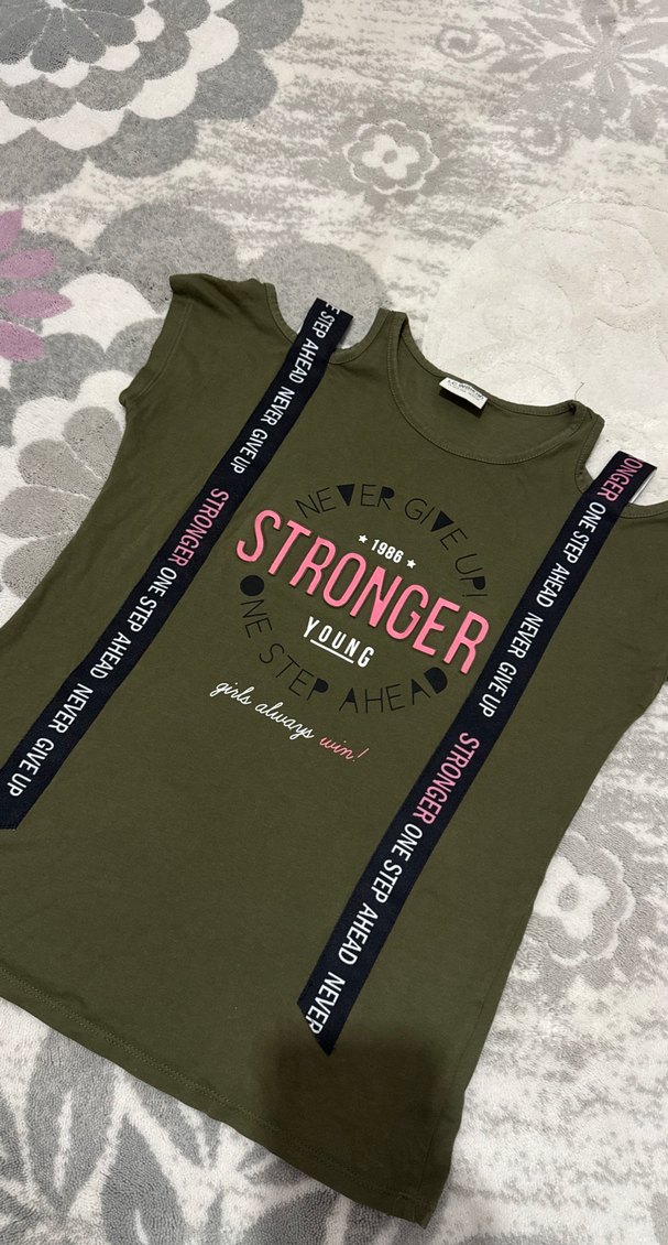 Kız Çocuk Yeşil Baskılı Askılı Tişört-LCW - Görsel 2