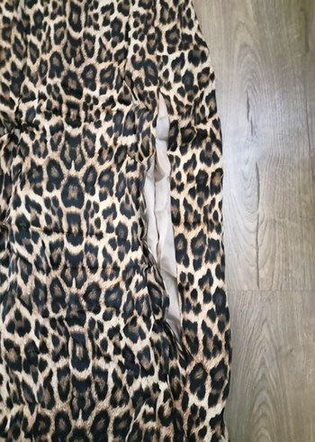 38 Beden Leopar Desenli Uzun Sıfır Kol Elbise 38 beden
