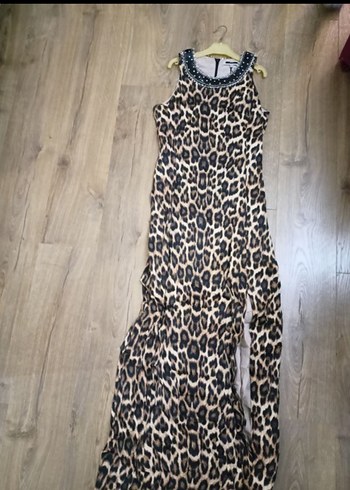 Leopar Desenli Uzun Sıfır Kol Elbise 38 beden