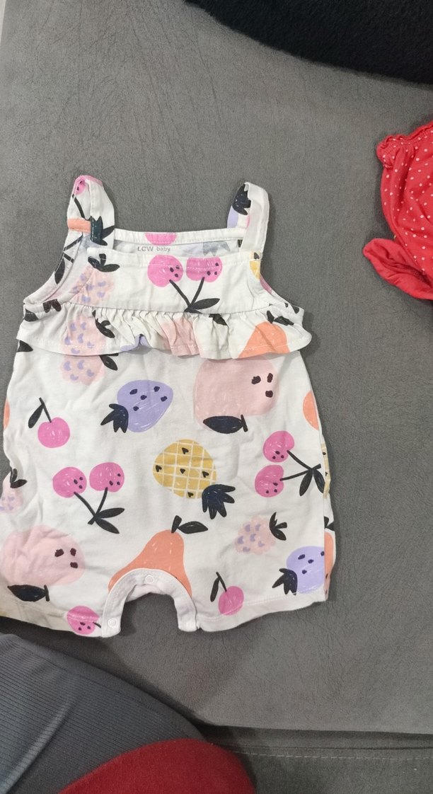 Beyaz Pastel Desenli Bebek Kız Tulum - Görsel 2