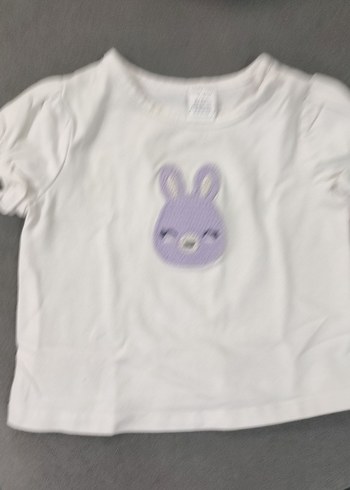 Kız Çocuk Beyaz Nakışlı Fırfırlı Tişört - Görsel 2