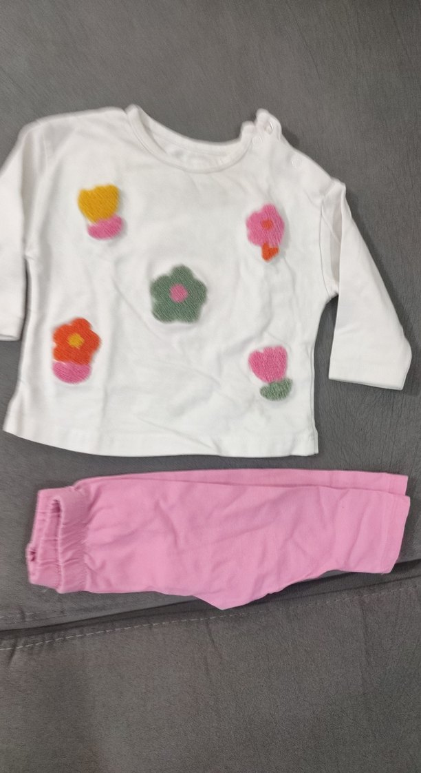 Çiçek Desenli Uzun Kollu Bebek Kız Takımı - Görsel 4