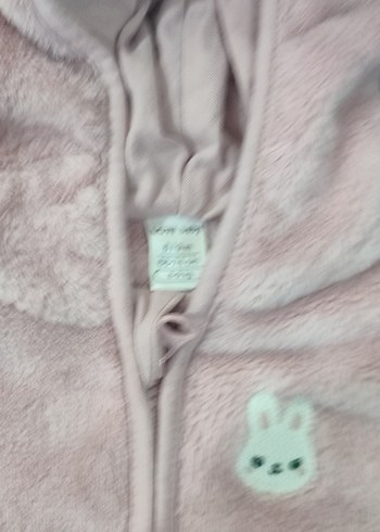 Pembe Peluş Bebek Kız Takımı Kapüşonlu - Görsel 2