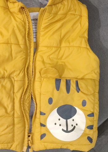 Sarı Kapüşonlu Erkek Çocuk Leopar Desenli Yelek - Görsel 4