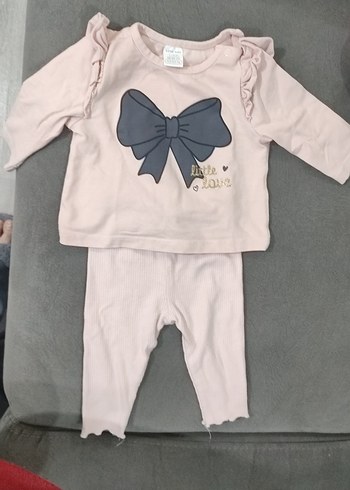 Pembe Fırfırlı Uzun Kollu Bebek Kız Takımı - Görsel 2