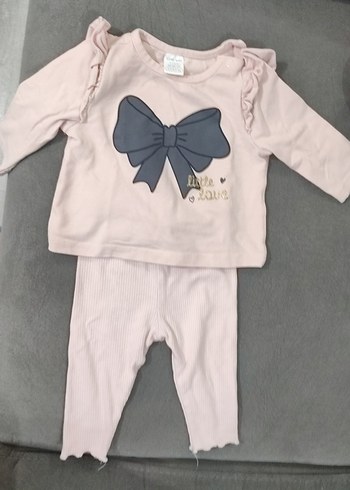 Pembe Fırfırlı Uzun Kollu Bebek Kız Takımı - Görsel 5