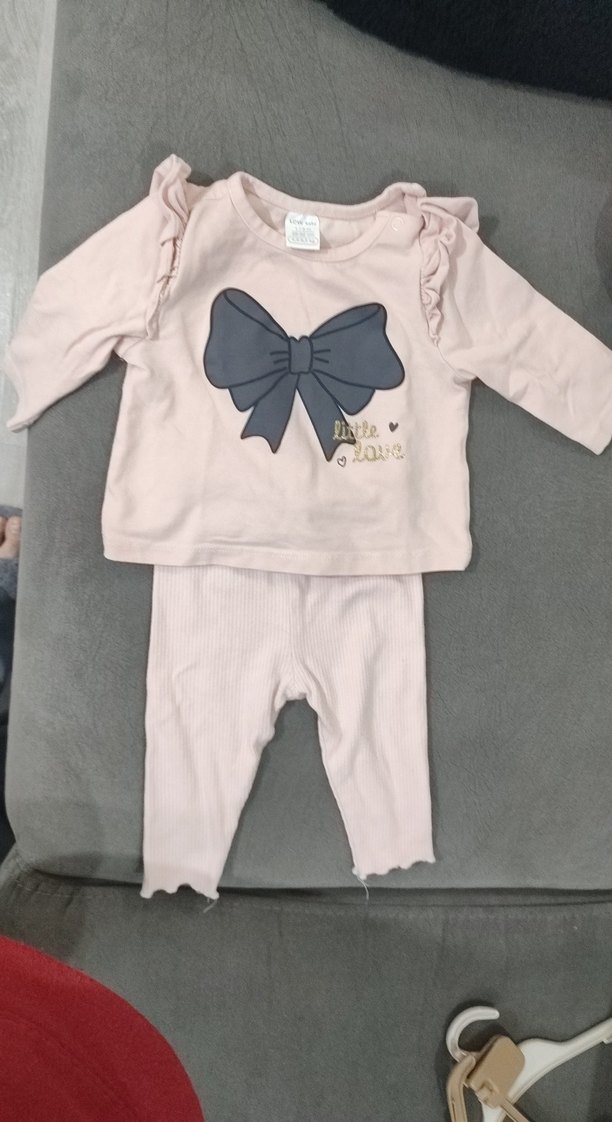 Pembe Fırfırlı Uzun Kollu Bebek Kız Takımı - Görsel 2