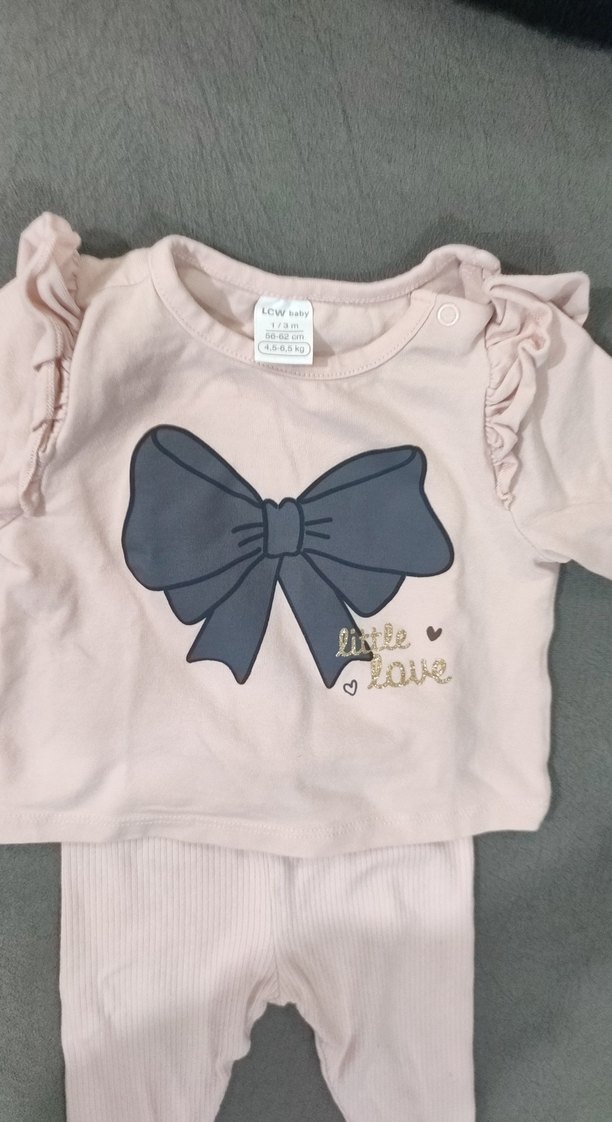 Pembe Fırfırlı Uzun Kollu Bebek Kız Takımı - Görsel 4