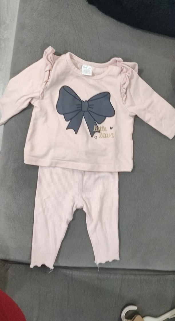 Pembe Fırfırlı Uzun Kollu Bebek Kız Takımı - Görsel 5