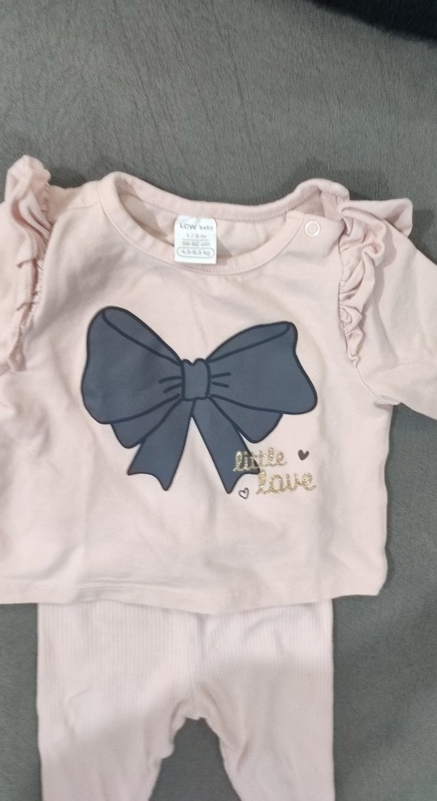 Pembe Fırfırlı Uzun Kollu Bebek Kız Takımı - Görsel 3