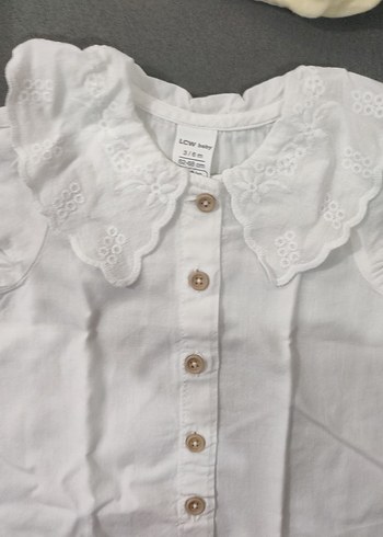 Kız Çocuk Beyaz Nakışlı Kısa Kollu Gömlek - Görsel 3