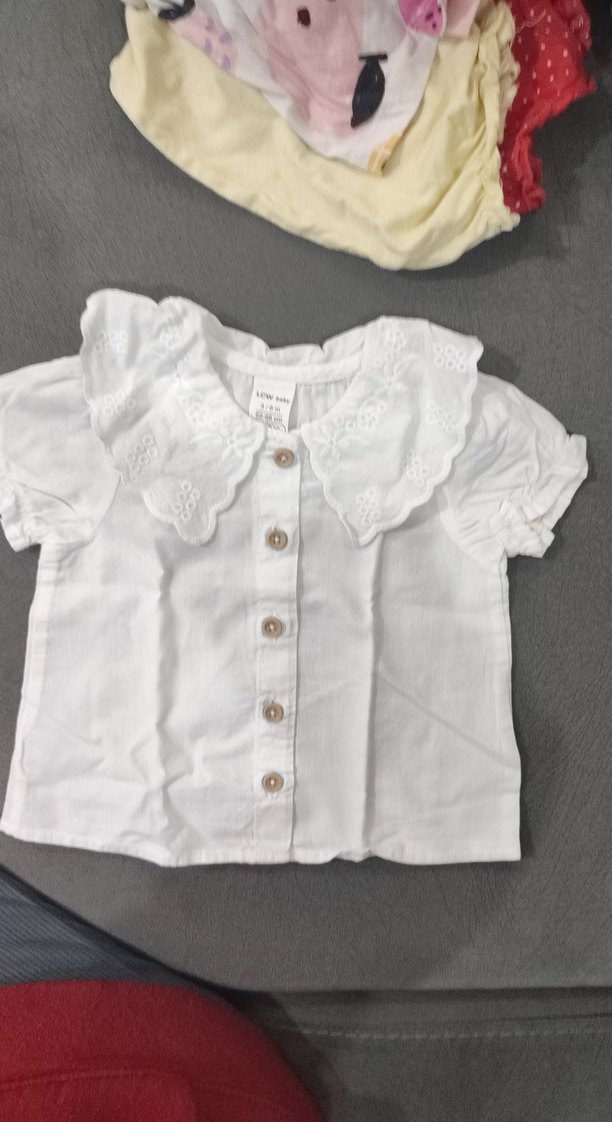 Kız Çocuk Beyaz Nakışlı Kısa Kollu Gömlek - Görsel 2