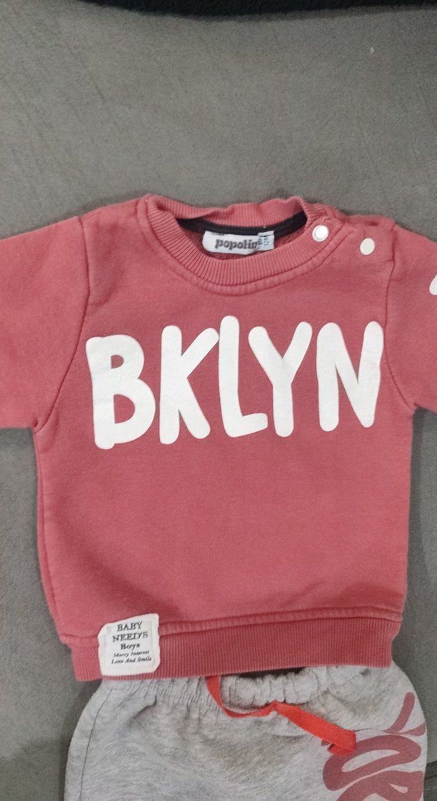 Gri Baskılı Örme Bebek Erkek Takımı - Görsel 5