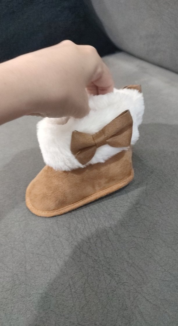 Kızlar için Kahverengi Kürklü Sıcak Terlik - Görsel 5