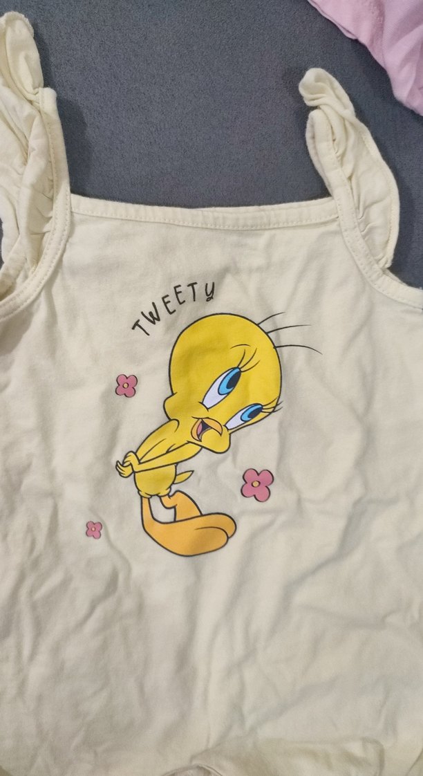 Beyaz Kabartmalı Baskılı Bebek Kız Tulumu - Görsel 2