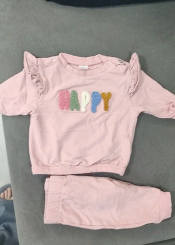 Pembe Fırfırlı Nakışlı Bebek Kız Takımı - Görsel 4