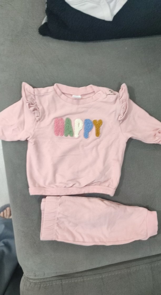 Pembe Fırfırlı Nakışlı Bebek Kız Takımı - Görsel 4