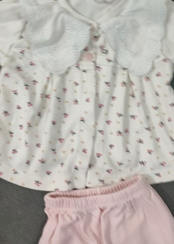 Dantelli Beyaz Uzun Kollu Bebek Kız Takımı - Görsel 4