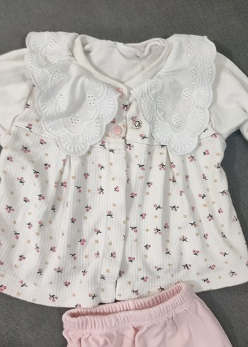 Dantelli Beyaz Uzun Kollu Bebek Kız Takımı - Görsel 2