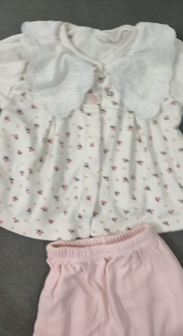 Dantelli Beyaz Uzun Kollu Bebek Kız Takımı - Görsel 4