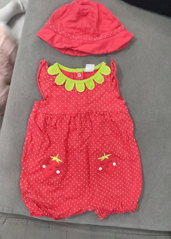 Nakışlı Fırfırlı Kız Bebek Tulum ve Şapka - Görsel 6