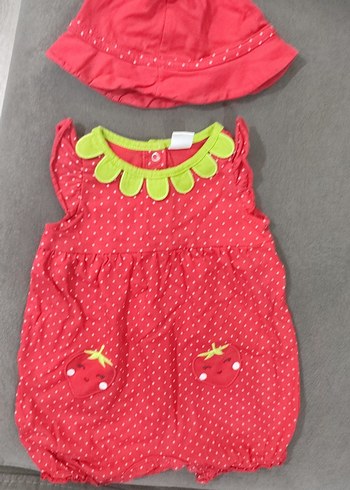 Nakışlı Fırfırlı Kız Bebek Tulum ve Şapka - Görsel 3