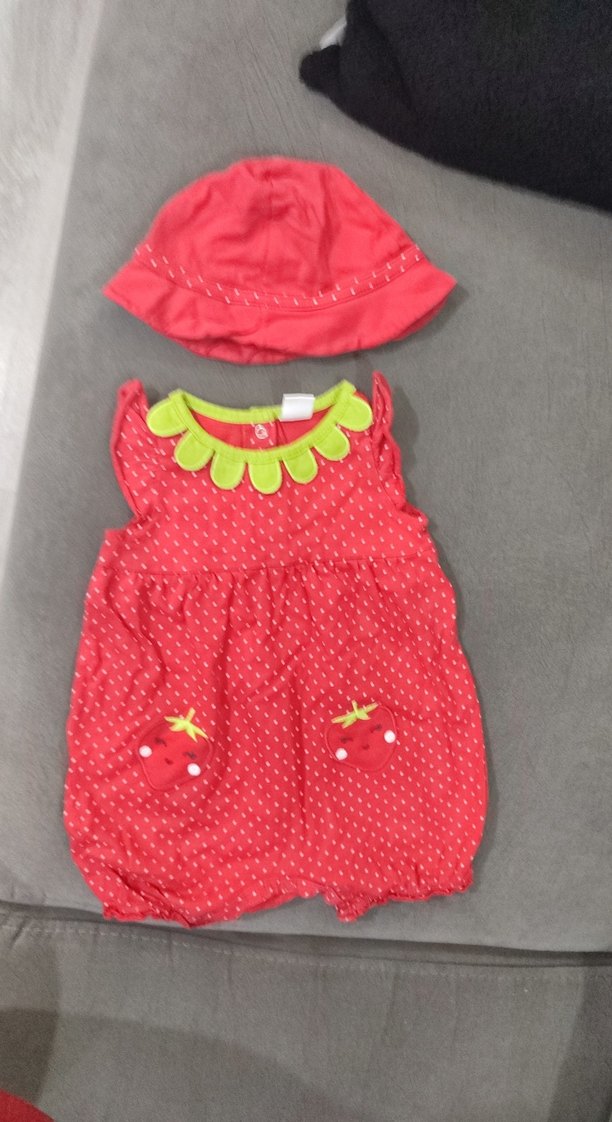 Nakışlı Fırfırlı Kız Bebek Tulum ve Şapka - Görsel 2