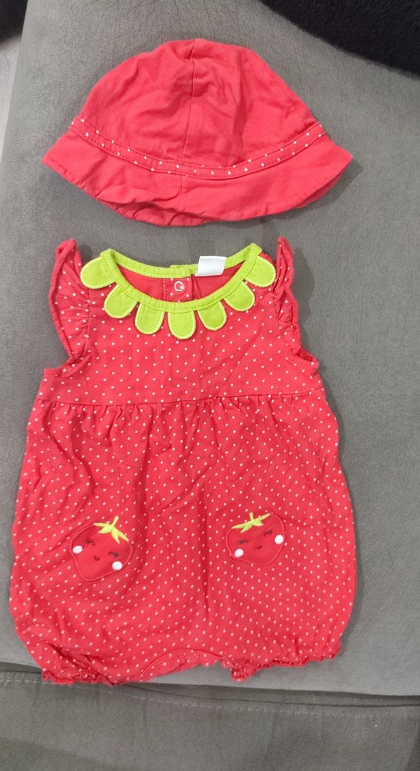 Nakışlı Fırfırlı Kız Bebek Tulum ve Şapka - Görsel 4